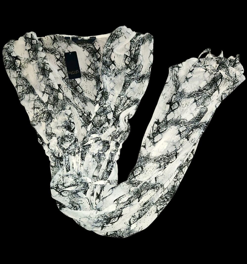 Rachel Roy Black & White Sheer Snake Print Cover Up NWT Size S/M/L